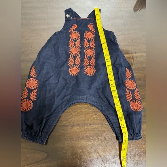 Banana Republic Baby 12-18 Month Navy Blue Linen Embroidered Jumper - Picture 10 of 13